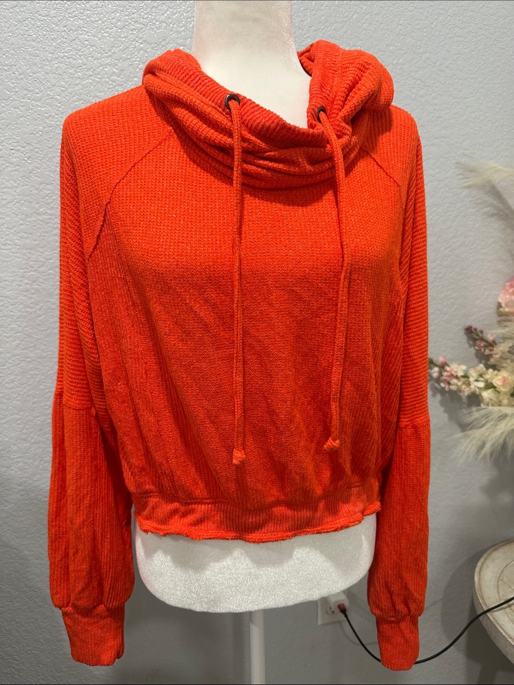 Cozy Orange Cowl Neck Pullover Sweater
